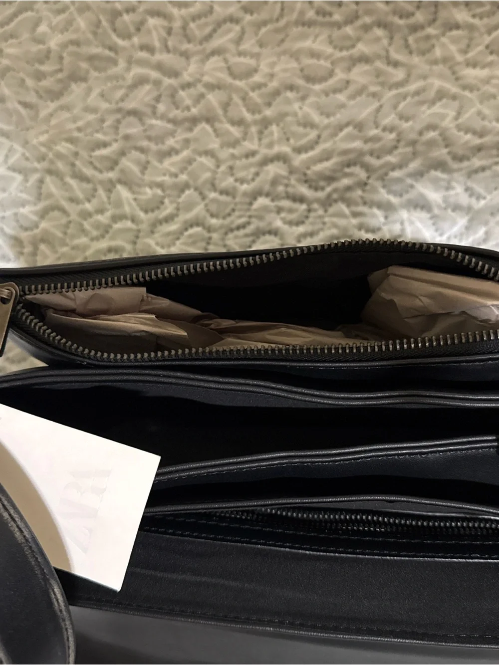 Zara Black Leather Crossbody Messenger Bag